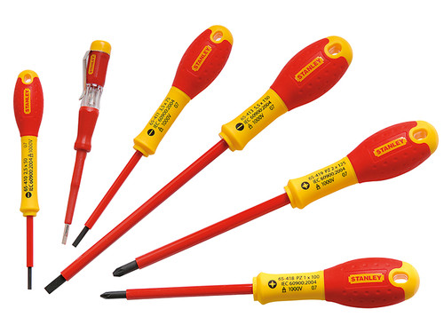 Stanley Tools STA065443 FatMax VDE Insulated Parallel & Pozidriv Screwdriver Set of 6