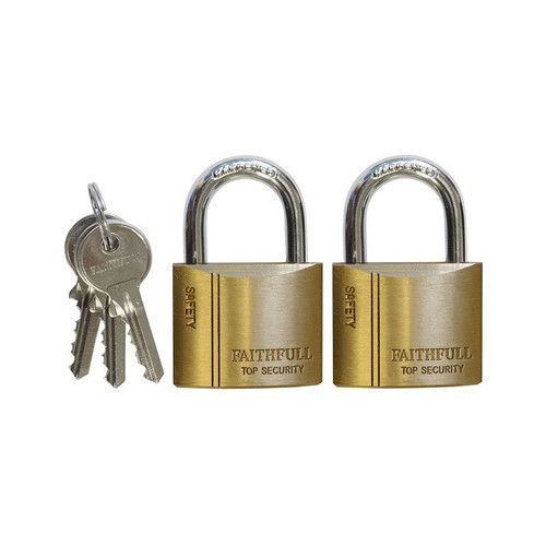 Faithfull FAIPLB40KA Brass Padlock Keyed Alike 2 x 40mm