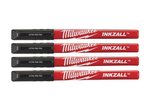 Milwaukee Hand Tools MHT48223164 INKZALL Ultra Fine Tip Pen Black (Pack of 4) | Toolden