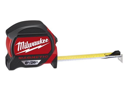 Milwaukee Hand Tools MHT48227225 Premium Magnetic Tape Measure 8m/26ft (Width 27mm) | Toolden