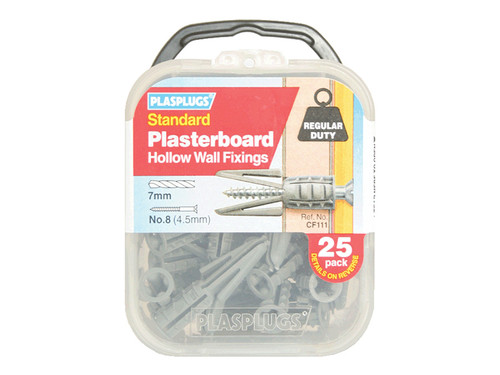 Plasplugs PLACF111 CF 111 Standard Plasterboard Fixings Pack of 25 | Toolden