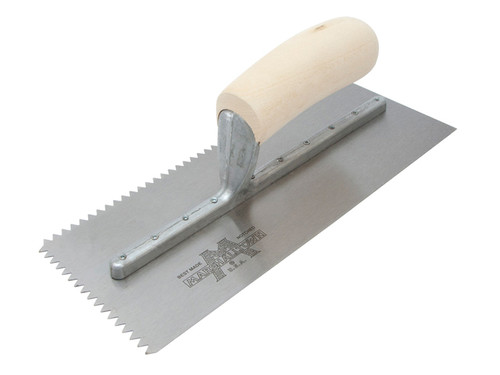 Marshalltown Notched Trowel 701S Vee 3/16in Wooden Handle 11 x 4.1/2in from Toolden.