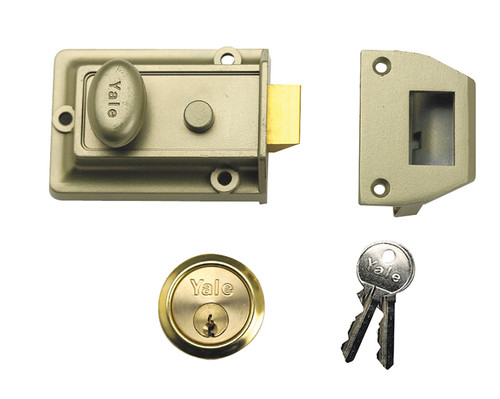 Yale Locks YALP77ENBPB P77 Traditional Nightlatch 60mm Backset Nickel Brass Finish Visi | Toolden