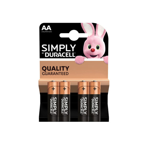 Duracell DURBATAA Simply AA Alkaline MN1500 Batteries (Pack 4) | Toolden