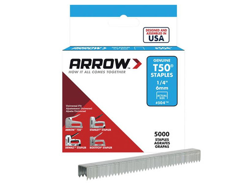 Arrow ARRT5014IP T50 Staples 6mm (1/4in) Bulk Pack 5000 | Toolden