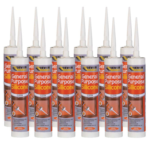 Everbuild General Purpose Silicone Clear 310ml 12 Tubes