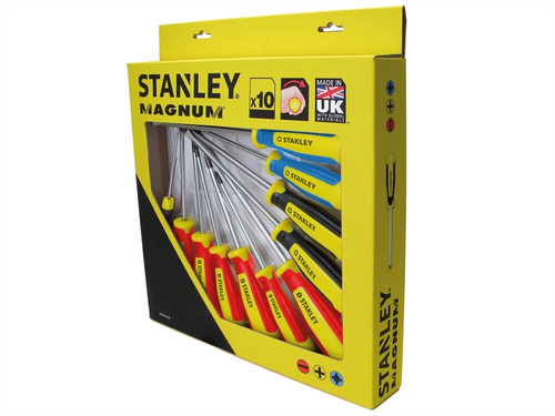 Stanley Tools Magnum Phillips/Flared/Parallel/PoziDrive Screwdriver Set of 10| Toolden