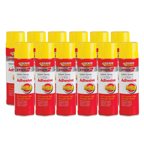 Everbuild CONSPRAY5 Stick 2 Spray Contact Adhesive 500ml 12 Cans