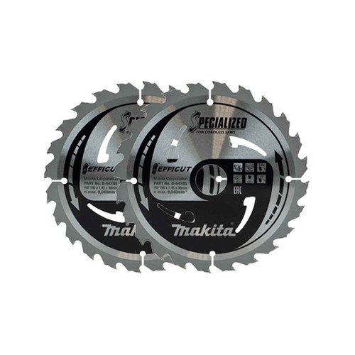 Makita B-64185 190x30mm 24T Efficut TCT Circular Saw Blade Pack Of 2  | Toolden