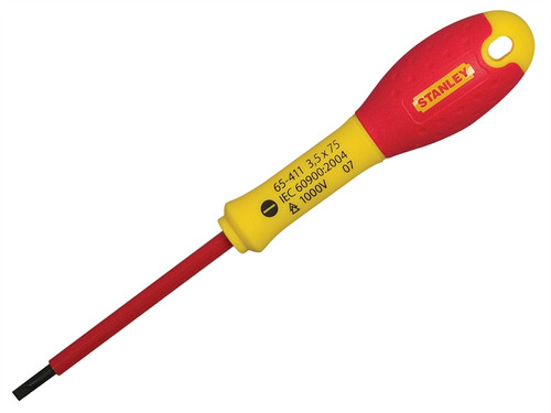 Stanley Tools FatMax VDE Insulated Screwdriver Parallel Tip 3.5mm x 75mm| Toolden