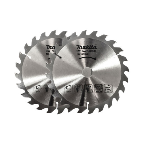 Makita D-03333 Circular Saw Blade 165 x 20 x 24 Teeth Pack Of 2  | Toolden