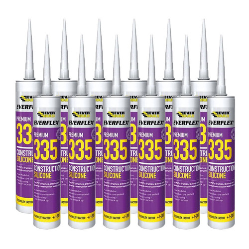 Everbuild 335 Construction Silicone White 295ml 12 Tubes | Toolden