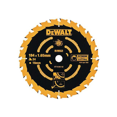 Dewalt Circular Saw Blade 184 x 16mm x 24T Corded Extreme Framing (DT10302)| Toolden