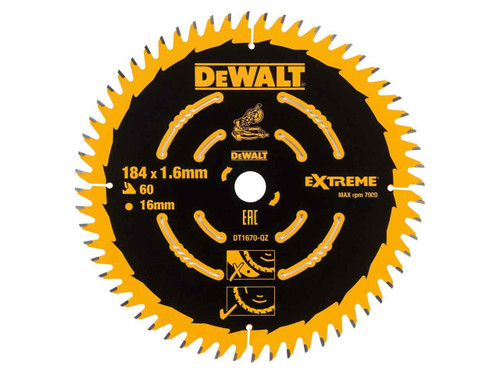 Dewalt Cordless Mitre Saw Blade For DCS365 184 x 16mm x 60T Fine