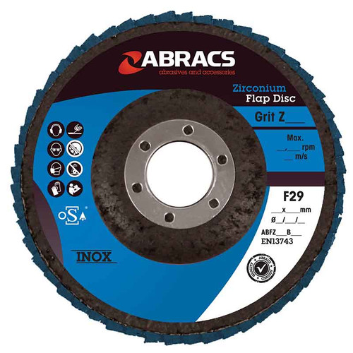 Abracs Zirconium Flap Disc 115mm x 22mm x 120G - Pack of 5