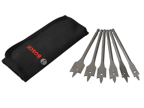 Bosch Wood Flat Bit Set In Wallet 6 Piece