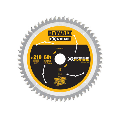 DeWalt DEWDT99567QZ FlexVolt XR Table Saw Blade 210 x 30mm x 60T (DEWDT99567QZ)| Toolden