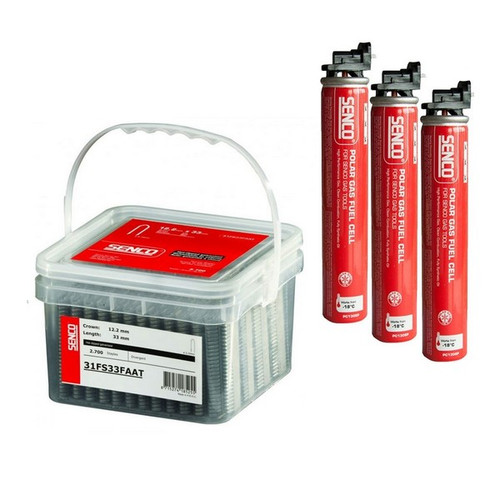 Senco 31FS33FAAT 33mm Fencing Staples 2700 with 3 x Gas Cells