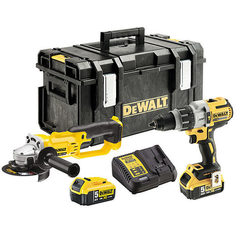 Dewalt DCK278P2T 18V Twinpack Combi Drill & Angle Grinder 2 x 5Ah Batterie