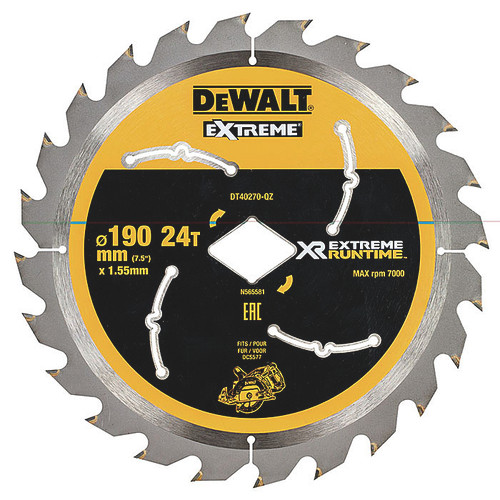 Dewalt DT40270 XR Flexvolt Extreme Runtime Circular Saw Blade 190mm x 24T