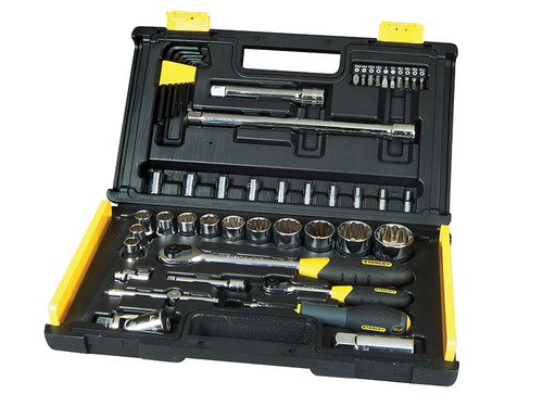 Stanley STA194658 MicroTough Socket Set of 50 Metric 1/4 & 1/2in Drive | Toolden