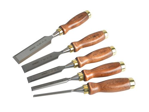 Stanley STA116503 Bailey Chisel Set of 5 in Leather Pouch | Toolden