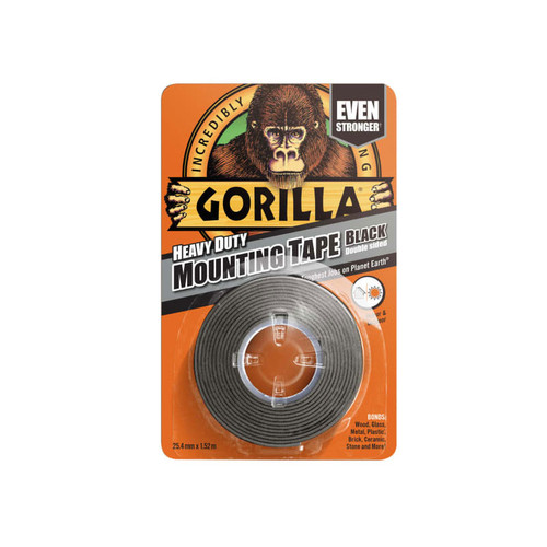 Gorilla Glue GRGHDMT Gorilla Heavy-Duty Double Sided Black Mounting Tape 25.4mm x 1.52m | Toolden