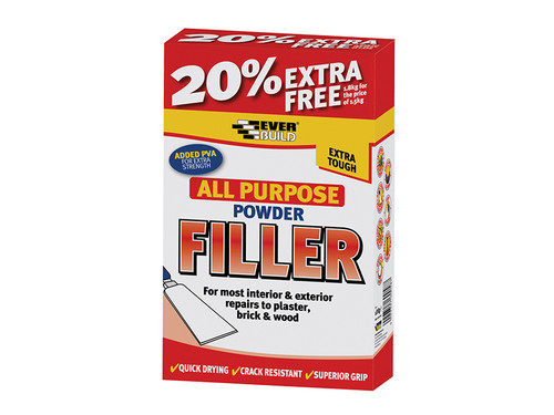 Everbuild EVBFILL15 All Purpose Powder Filler 1.5kg + 20% Free | Toolden