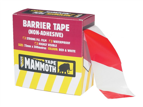 Everbuild EVB2BARRD500 Barrier Tape Red / White 72mm x 500m | Toolden