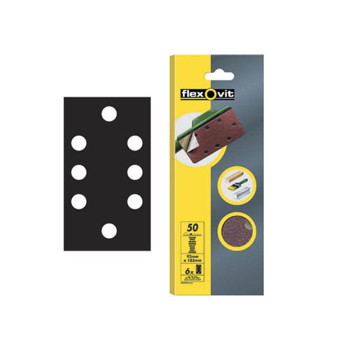 Flexovit FLV26344 1/3 Sanding Sheets Quick Release Medium Grit (Pack of 6)  | Toolden