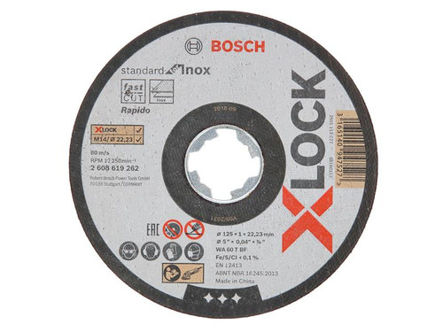 Bosch BSH619262 X-LOCK Standard Inox Cutting Disc 125 x 1 x 22.23mm | Toolden
