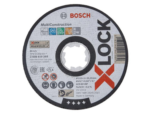 Bosch BSH619268 X-LOCK Multi Material Cutting Disc 115 x 1 x 22.23mm | Toolden