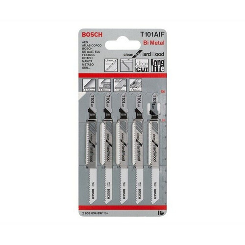 Bosch BSHT101AF T 101 AF Jigsaw Blades 1 x Pack of 5 Clean Hard Wood