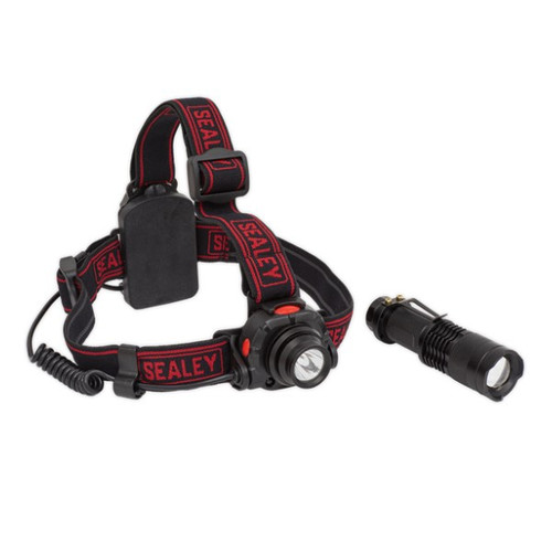 Sealey HT110 Head Torch 3W CREE XPE with Motion Sensor + Hand Torch 3W CREE XPE Twin Pack