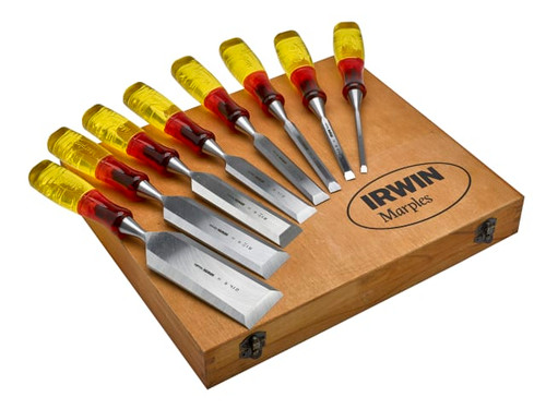 IRWIN Marples M373 Bevel Edge Splitproof Chisel Set in Box, 8 Piece