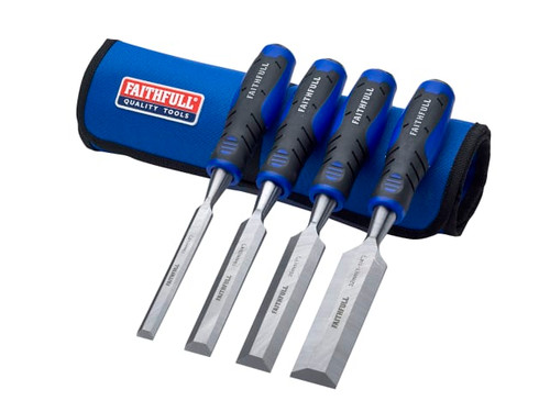 Faithfull Chisel Set with Storage Roll, 4 Piece | Toolden