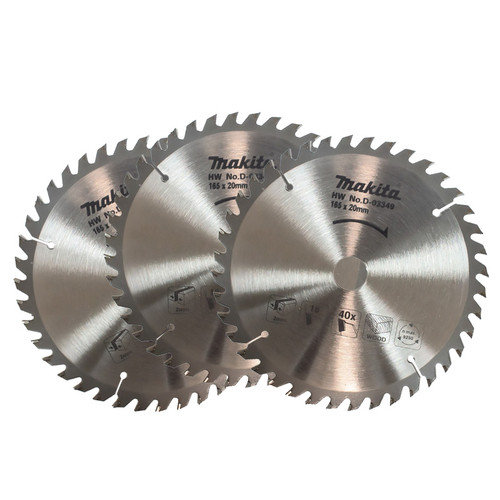 Makita D-03349 165 x 20mm 40 Teeth Circular Saw Blade for Wood 3 Blades