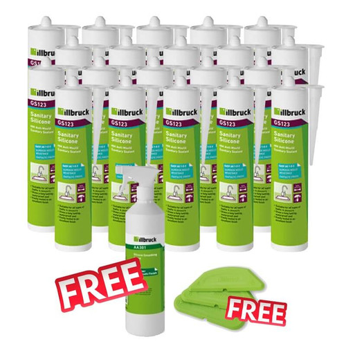 Illbruck GS123 Sanitary Silicon CLEAR 310ML - 20 Pack & Free AA391 & AA311