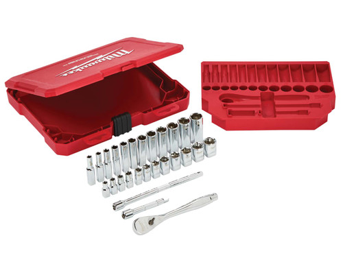 Milwaukee 28 Piece 1/4" Drive Metric Socket Set 4932464943 | Toolden