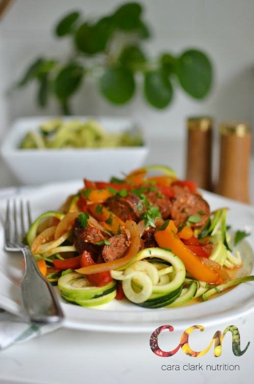 Simple Chicken Sausage Zoodles 