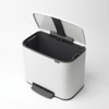 Bo Pedal Bin With 1 Inner Bucket, 36 Litre - White