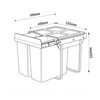 Austen & Co. 68L Built-In Hinged Cupboard Kitchen Bin - 2 Compartments