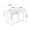 Austen & Co. 68L Pull Out Cupboard Kitchen Bin - 3 Compartments