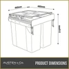 Austen & Co. 68L Pull Out Cupboard Kitchen Bin - 2 Compartments