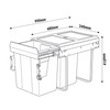 Austen & Co. 40L Pull Out Cupboard Kitchen Bin - 2 Compartments