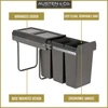 Austen & Co. 30L Built-In Hinged Cupboard Kitchen Bin - 3 Compartments
