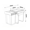 Austen & Co. 60L Built-In Hinged Cupboard Kitchen Bin - 2 Compartments