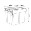 Austen & Co. 90L Pull Out Cupboard Kitchen Bin - 2 Compartments