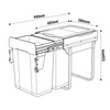 Austen & Co. 60L Pull Out Cupboard Kitchen Bin - 2 Compartments