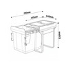 Austen & Co. 56L Pull Out Cupboard Kitchen Bin - 2 Compartments